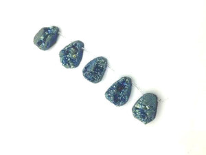 Agate Druzy Blue Teardrop 8 Inch 20X30-30X45Mm