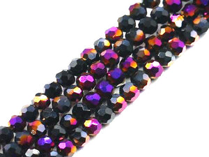 Thunder Polish Glass Crystal Black Purple Faceted Rounds 4Mm