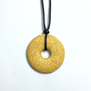Lava Stone Yellow 50x10mm Donut With Cotton Cord Necklace