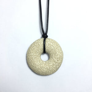 Lava Stone Beige 50x10mm Donut With Cotton Cord Necklace