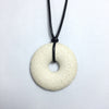 Lava Stone White 50x10mm Donut With Cotton Cord Necklace