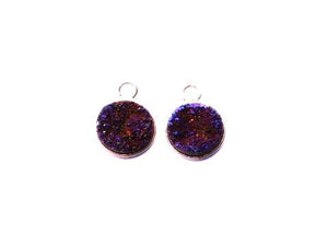 Crystal Quartz Druzy Purple Pendant(Round Beads) 10Mm