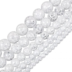 White Cracked Glass Round Beads 14mm