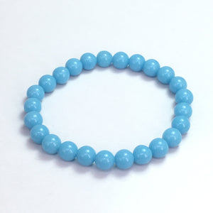 Aqua Blue Glow In The Dark Round Beads Bracelet 8mm