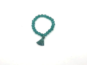 Treated Color Jade Transparent Lake Blue Tassel Bracelet 8Mm