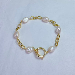 Genuine Natural Freshwater Pearl Bracelet With Gold Finish Copper Base Metal 11