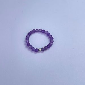 Amethyst Faceted Beads Ring 3mm