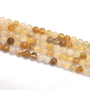 Yellow Cloudy Quartz Round Beads 10mm