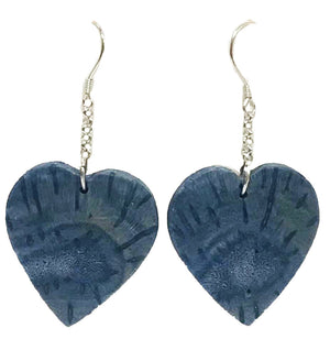 blue sponge coral Heart Shaped Earrings