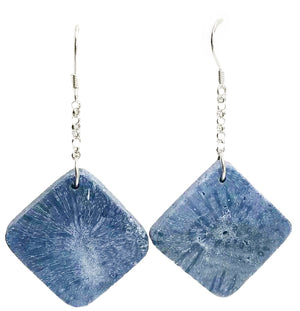 blue sponge coral Diamond Shaped Earrings