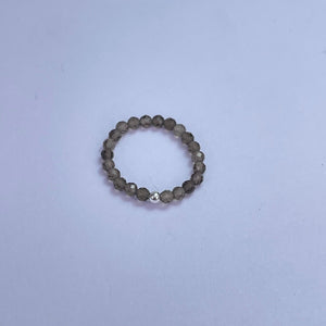 Smoky Quartz Faceted Beads Ring 3mm
