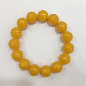 Synthetic Amber Opaque Yellow Beads Bracelet 14mm