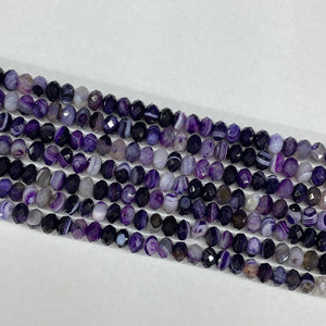 Purple Banded Agate Faceted Roundel 6X10mm