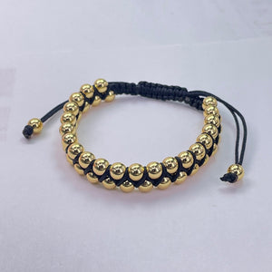 Gold Color Copper Round Beads Slide Bracelet 6mm