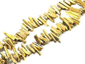 Matte Crystal Quartz Gold Stick 5X25-8X30Mm