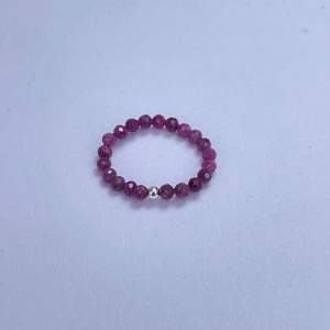 Ruby Faceted Beads Ring 3mm
