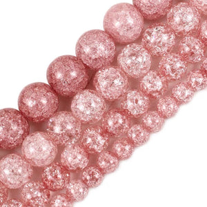Red Cracked Glass Round Beads 14mm