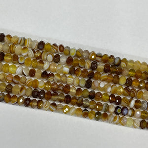 Brown Banded Agate Faceted Roundel 4X6mm