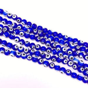Blue Coloured Glaze Evil Eye Round Beads 6mm