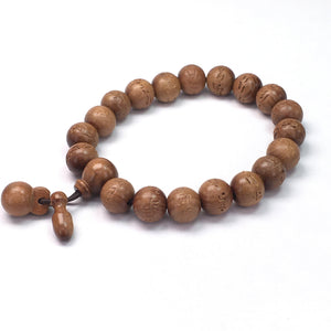 Peach Wood Round Beads Bracelet 12mm