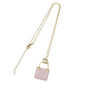 Rose quartz Lock Shape Pendant 18X27mm Gold Copper Necklace