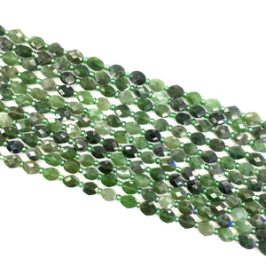 Natural green jade Faceted flat oval 6X8mm
