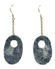 blue sponge coral Dark Gray Oval Earrings