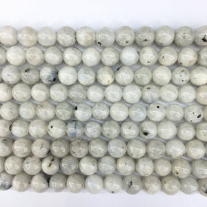 Moonstone With black Spot Big Hole Round Beads 8mm