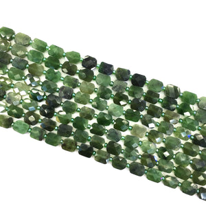 Natural green jade Faceted flat oval 8X10mm