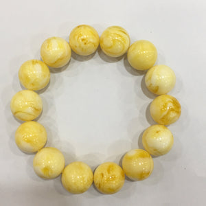 Synthetic Amber White Texture Beads Bracelet 10mm