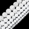Matt White Cracked Glass Round Beads 8mm