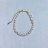 Genuine Natural Freshwater Pearl Bracelet With Gold Finish Copper Base Metal 14