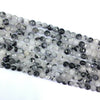 Black Tourmalated Quartz Faceted Puff Coin 6mm