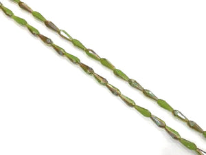 Glass Olive Green Faceted Teardrop 6X14Mm
