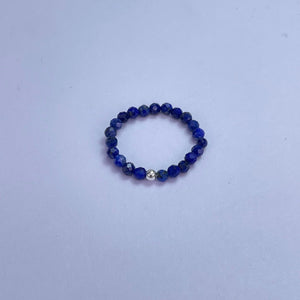 Natural Lapis Faceted Beads Ring 3mm