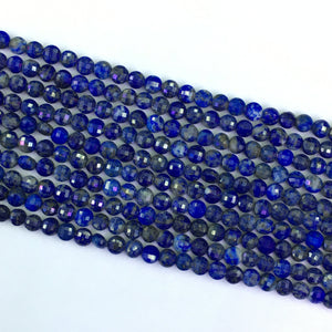 Natural Lapis Faceted Puff Coin 6mm