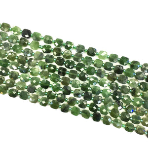 Natural green jade Faceted square 8mm