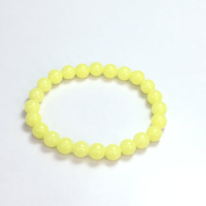 Yellow Glow In The Dark Round Beads Bracelet 8mm