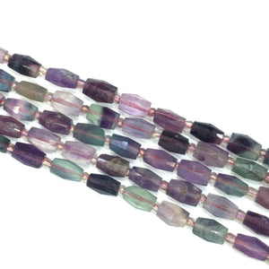 Fluorite Faceted Rice Beads 8X13mm