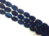 8 Inch Coated Agate Druzy Blue Flat Oval 13X18Mm