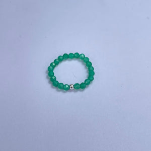 Green Agate Faceted Beads Ring 3mm