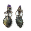 Labradorire freeform 30X45mm with amethyst antique pendant