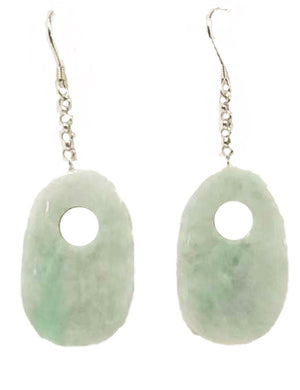 Burma jade Light Green Oval Earrings