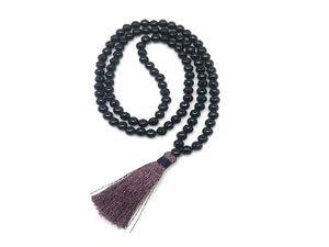 Black Onyx Tassel Necklace 108Pcs 6Mm