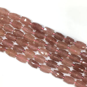 Strawberry Quartz Faceted Rice Beads 10X14mm