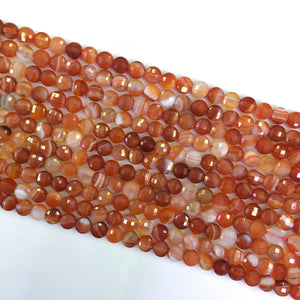 Red Sardonyx Faceted Puff Coin 6mm