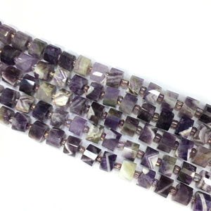 Dogtooth Amethyst Faceted Barrel Beads 7X10mm