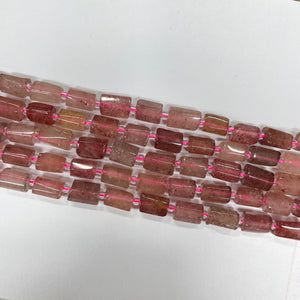 Strawberry Quartz Irregular Tube 7X12-8X14mm