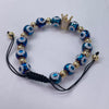 Ceramic Evil Eyes Round Beads With Metal Crown Slide Bracelet 10mm