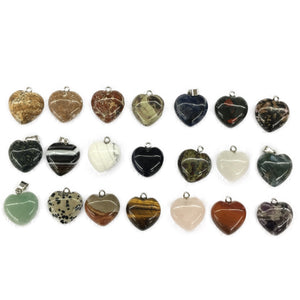 Assorted Natural Stone Heart Shape Pendant 20X20mm